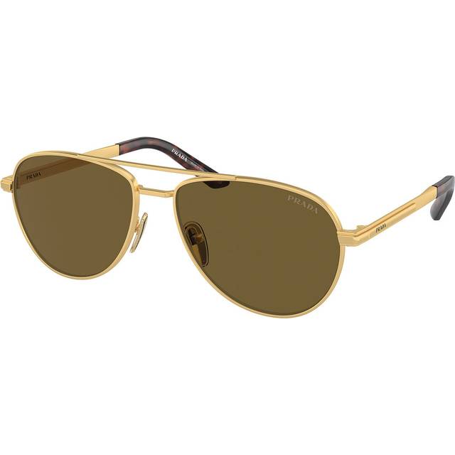 Prada Man PR A54S  1BK01T Sunglasses Metal Gold Brown Pilot Normal