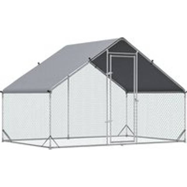 PawHut Walk-In Chicken Run, Galvanized Chicken Coop Rabbit Hutch Pet Playpen Backyard w/ Water-Resist Cover, 3 x 2 x 2m Aosom UK