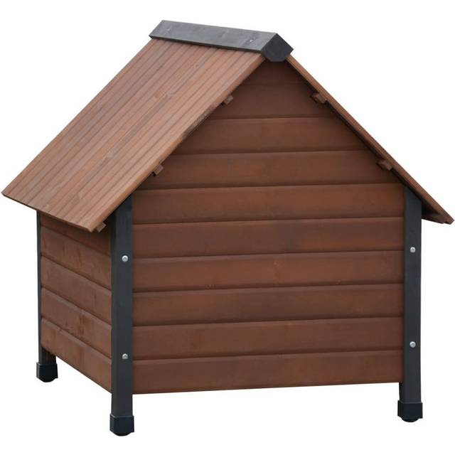 Pet Dog House with Plastic Flaps Rustique Brown 76 x 76 x 72cm (Extra Large (43+kg))