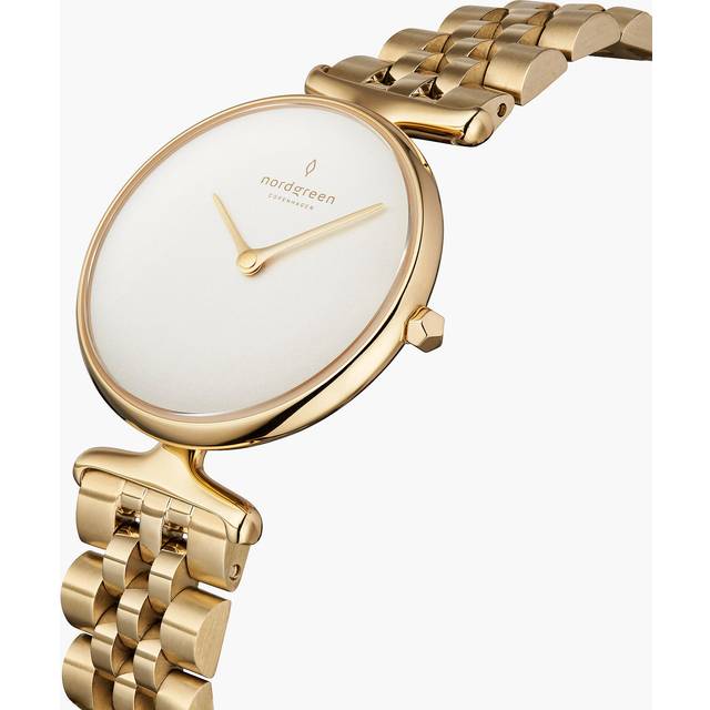 Nordgreen Best Women's Slim Designer Watch - Gold Case - White Dial - 32mm Gold 5-link Strap