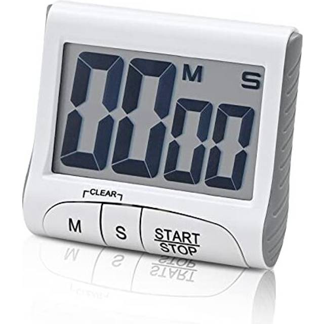 Timer Digital, Countdown Timer Large Screen with Loud LCD Display Multi-Function Kitchen Timer, Small Portable Electronic Stopwatch, White (Batteries