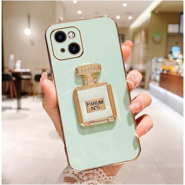 iPhone 14 Pro Max Case with Metal Perfume Bottle Mirror Stand, Cute Women Girly Heart Cases,Elegant Luxury Phone Cover