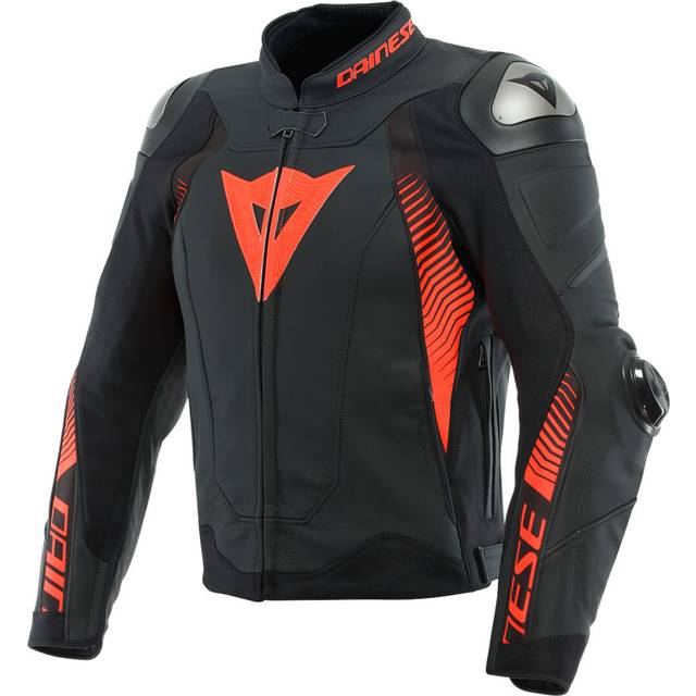 Dainese Super Speed 4 Motorcycle Leather Jacket, black-red, Size 46 for Men