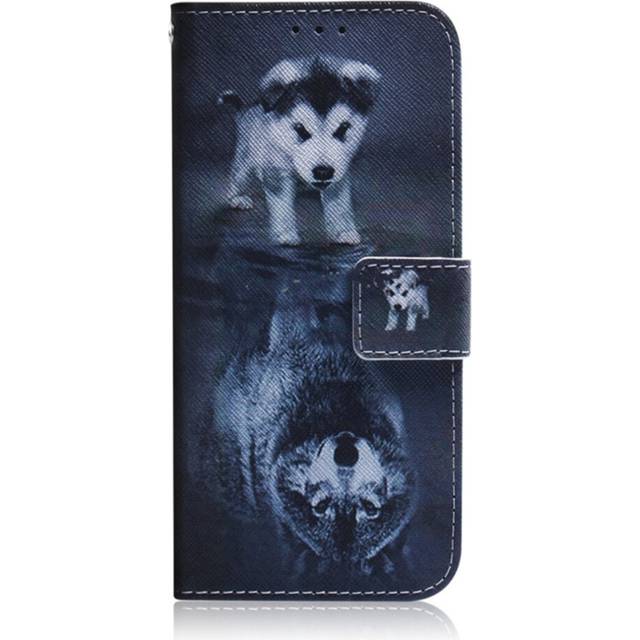 Wolf and Dog Pattern Coloured Drawing Horizontal Flip Leather Case for Huawei Y6 (2019), with Holder & Card Slots & Wallet