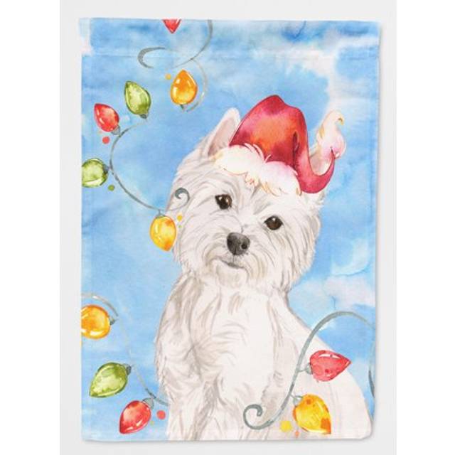 Caroline's Treasures CK2511CHF Christmas Lights Westie Flag Canvas House Size  Multicolor