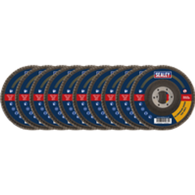 Sealey Aluminium Abrasive Flap Discs Pack of 10 115mm 120g