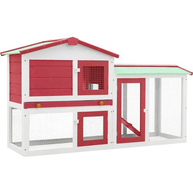 Lutterworth Outdoor Large Rabbit Hutch Small Animal House Pet Cage Wood 145x45x84 cm - Red (84cm H X 145cm W X 45cm D)