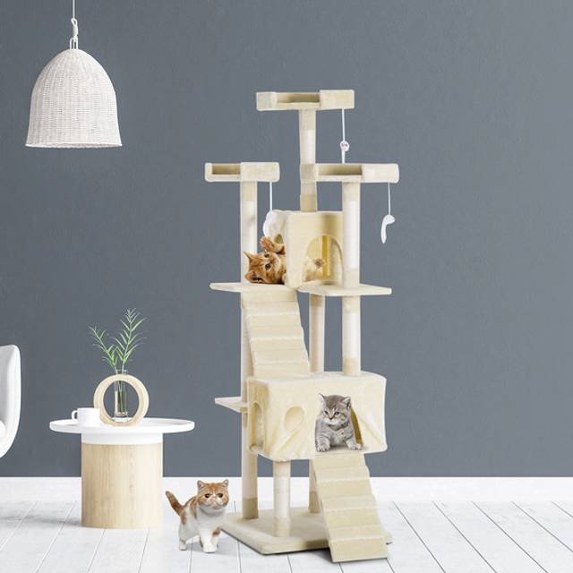 PawHut Cat Activity Centre Sisal Cat Tree for Large Cats - Yellow