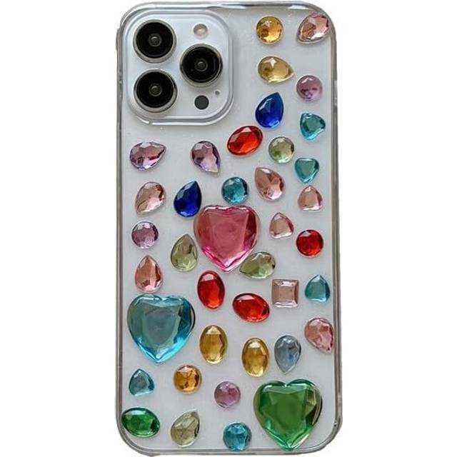 iPhone 14 Pro Max Case with Colored Diamonds 5D Twinkle Glitter Spark Luxury Girly Aesthetic Personalized Design for Women