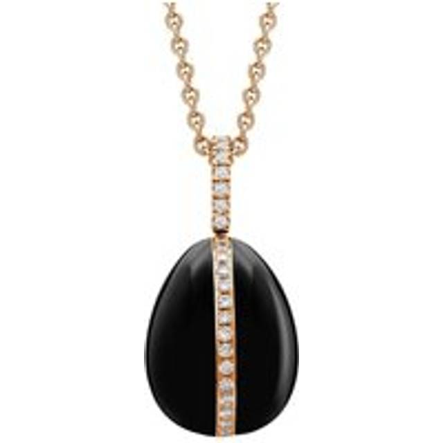 Faberge 18ct Rose Gold Diamond Whitby Jet Pendant Limited Edition