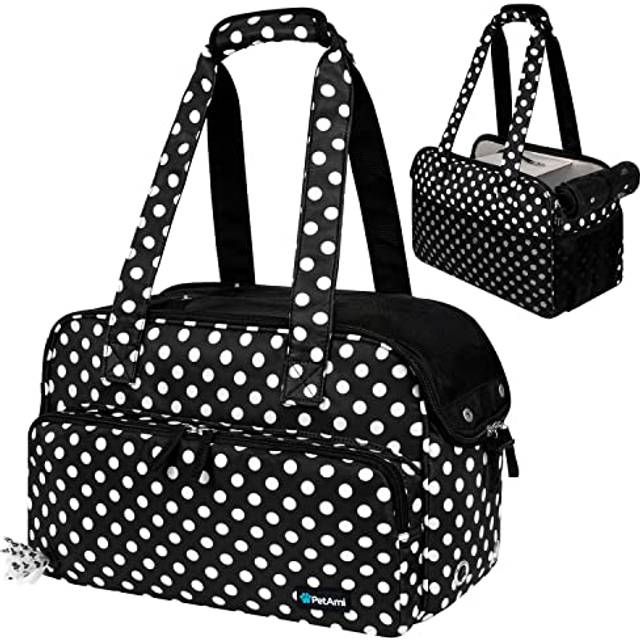 PetAmi Small Dog Purse Carrier  Soft-Sided Pet Carrier Bag with Pockets  Portable Puppy Cat Travel Handbag Tote  Airline Approved Breathable Mesh  Poo