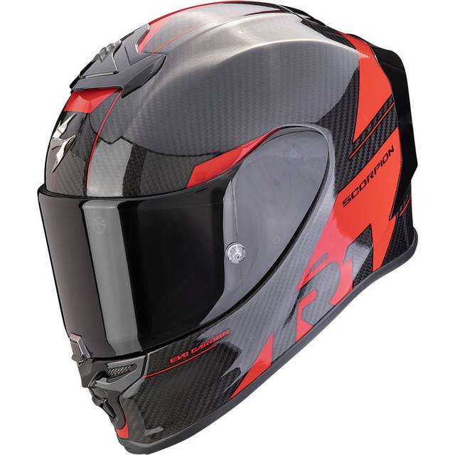 Scorpion EXO-R1 Evo Carbon Air Rally Helmet, black-red, Size M for Men