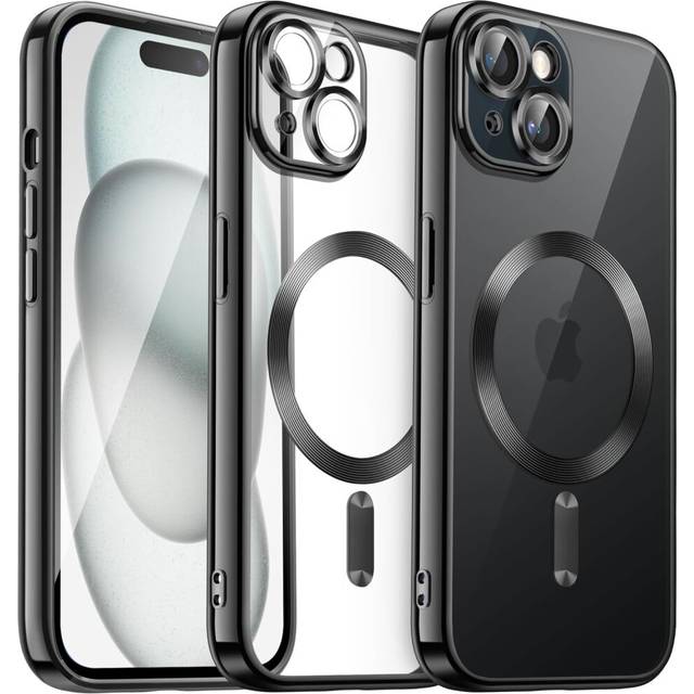 Case for iPhone 15Plus 6.7-Inch, Camera Lens Full Protection, Compatible with MagSafe Wireless Charging, Shockproof Soft TPU Phone Cover (Black)