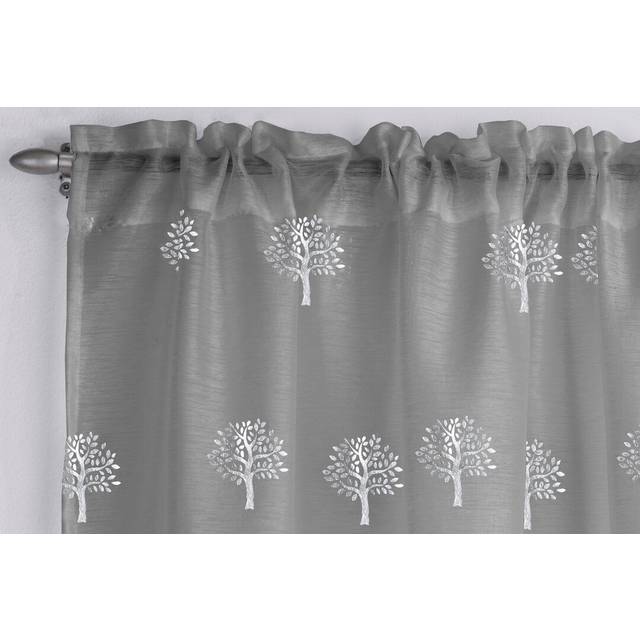 Langmann Slot Top Semi Sheer Curtain - Grey (140 W x 183 D cm)