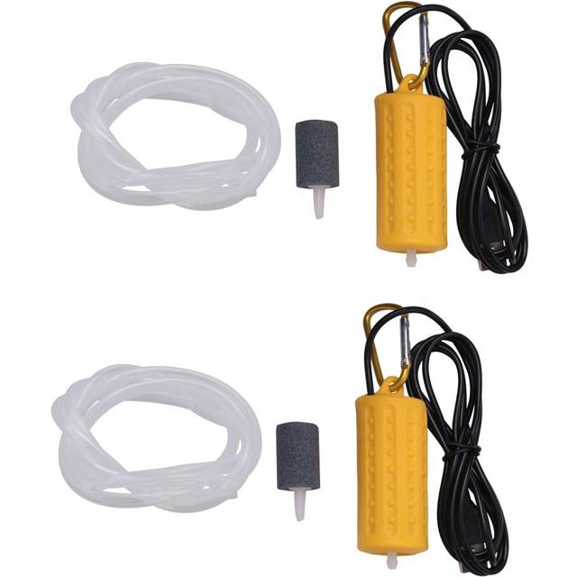2X USB Mini Aeration Pump Air Pump Aquarium Aerator Ultra Quiet Mini Fish Tank Go Fishing Oxygen Pump -Yellow