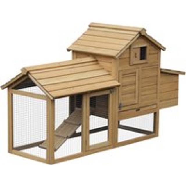 Pawhut Chicken Coop Hen Cage Small Animal Hutch Nesting Box W/outdoor Run 150.5 X 54 X 87 Cm