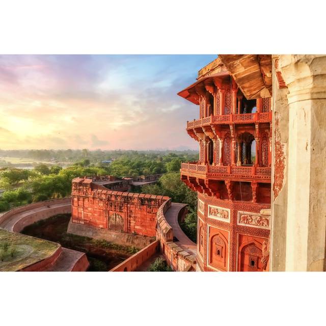 Agra Fort Exterior Architecture With Landscape At Sunset (81cm H x 122cm W x 3.8cm D)