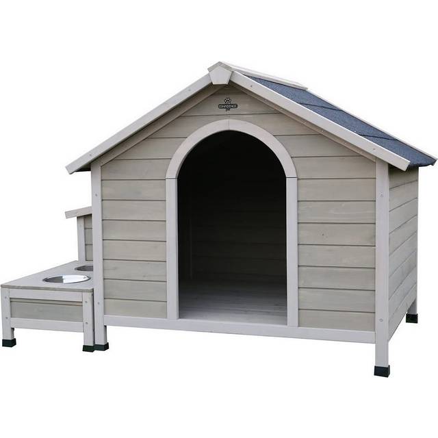 Confidence pet wooden dog kennel with water bowls