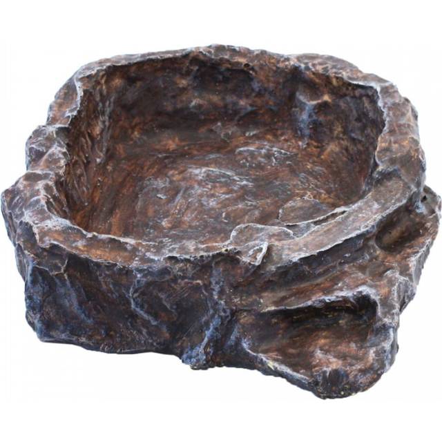Komodo Reptile Feeding Drinking Terraced Rock Bowl Brown 3 Sizes - Medium