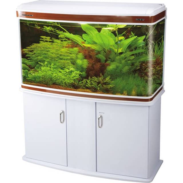 BOYU Aquarium Fish Tank Bow Front & Cabinet 85cm 235L White