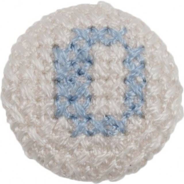 Cross Stitch Alphabet Buttons Light Blue on Ivory Letter O