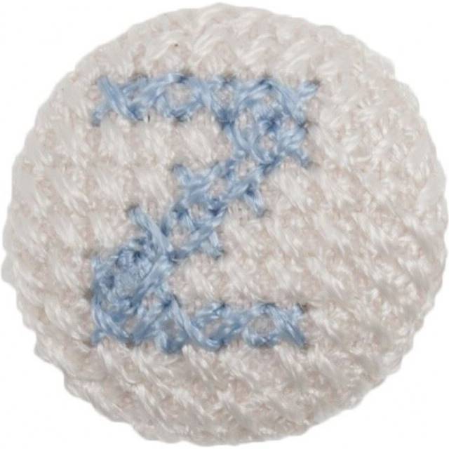 Cross Stitch Alphabet Buttons Light Blue on Ivory Letter Z