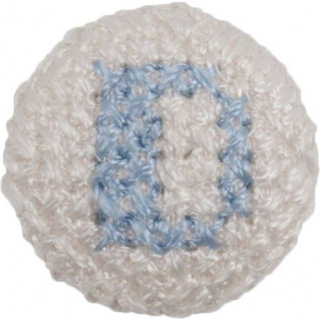 Cross Stitch Alphabet Buttons Light Blue on Ivory Letter D