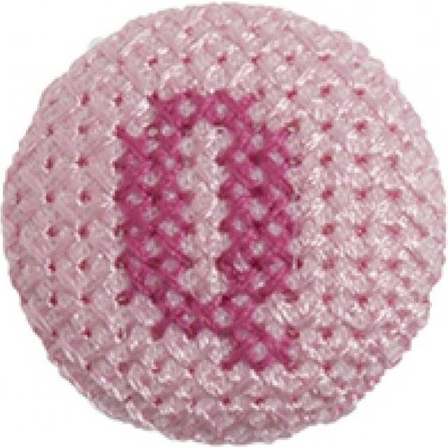 Cross Stitch Alphabet Buttons Light Pink on Ivory Letter Q