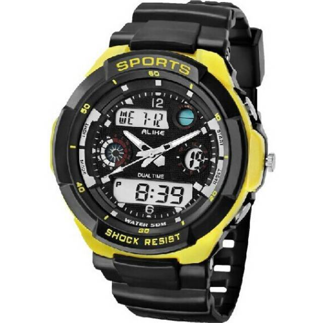 (black yellow) Men Multifunctional Sport Waterproof Digital Watch