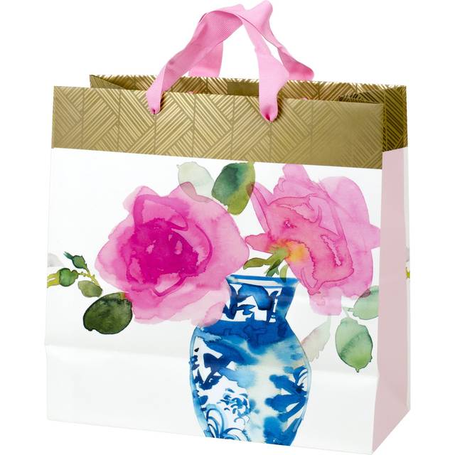 "Hallmark 10"""""""" Large Square Gift Bag (Watercolor Flower and Vase) for Birthdays  Mothers Day  Anniversary  Bridal Showers and More"