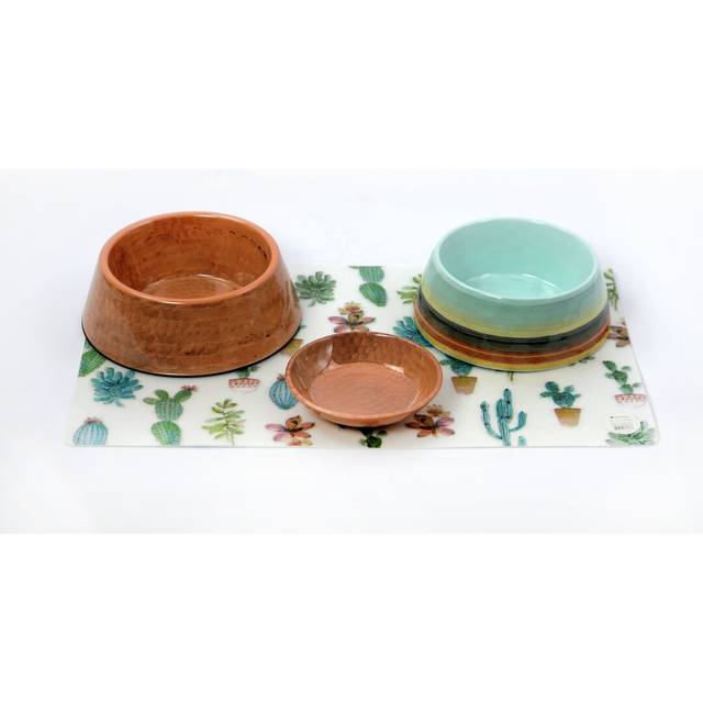 Miley Desert Stripe Pet 4 Piece Bowl Set - Brown;Green (6.4cm H X 48.3cm W X 29.2cm D)