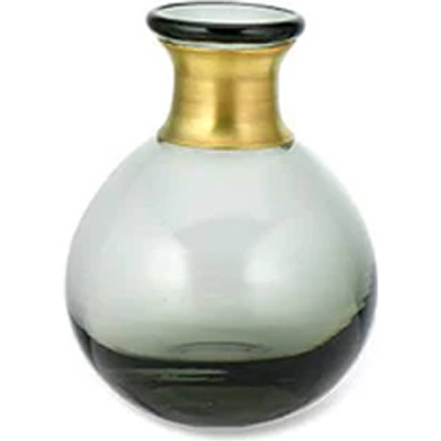 Nkuku Miza Mini Glass Vase Small Smoke brass chic ethical elegant small flower stem pot grey classic modern - Smoke