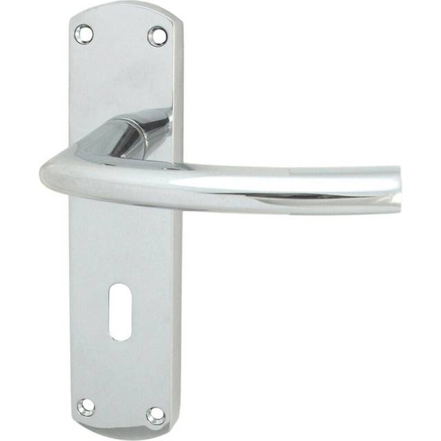 Curved Bar Lever on Lock Backplate Oval Profile 170 x 42mm Polished Chrome
