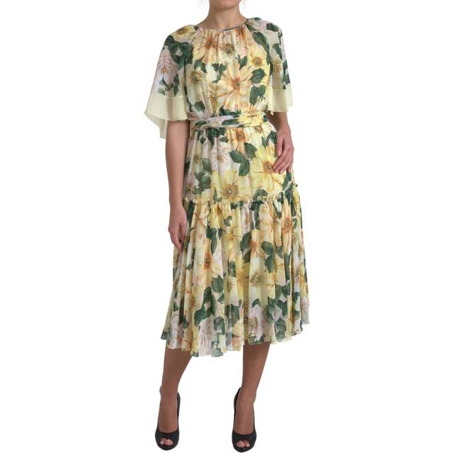 Dolce & Gabbana, Midi Dresses, female, Multicolor, M, Elegant Silk Floral Maxi Dress