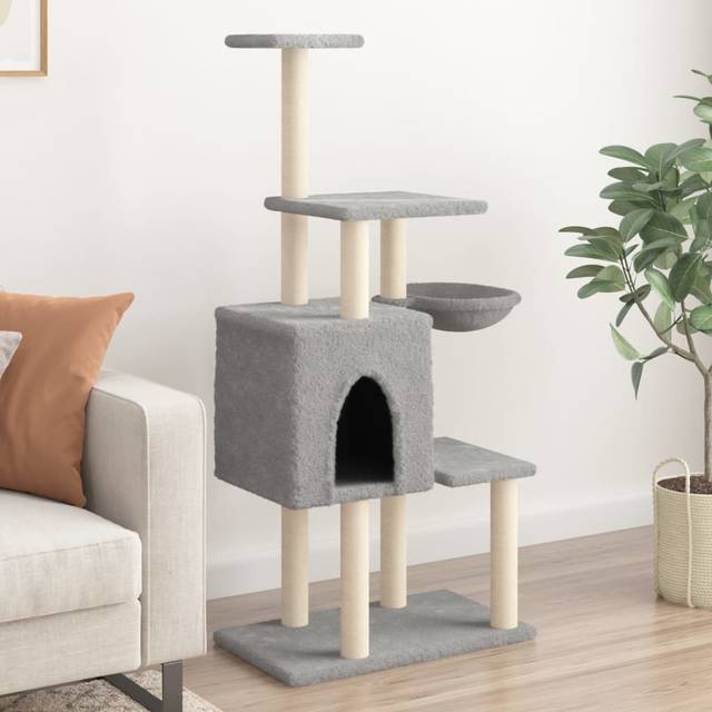 Katträd med klöspelare sisal ljusgrå 131 cm