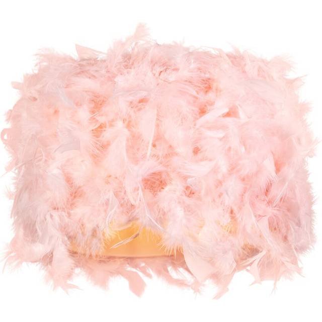 Modern Designer Real Feather Drum Lamp Shade with Inner Cotton Lining - Pink (18cm H X 25cm W X 25cm D)