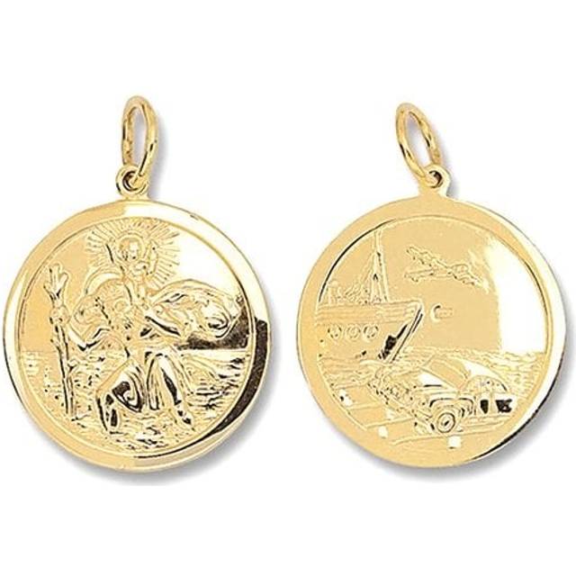 9ct Yellow Gold Round Dbl Sided St Christopher Pendant PN285