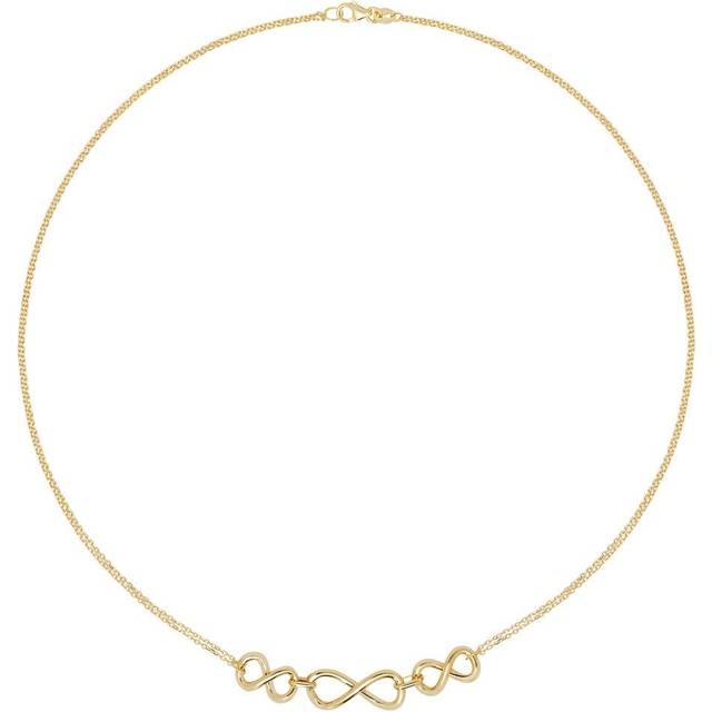 9ct Yellow Gold Ladies 18 Inch Triple Infinity Necklet NK092