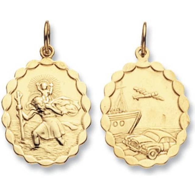 9ct Yellow Gold Oval Dbl Sided St Christopher Pendant PN296