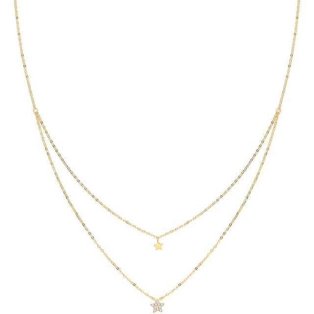 9ct Yellow Gold Star Double Chain Necklet NK378