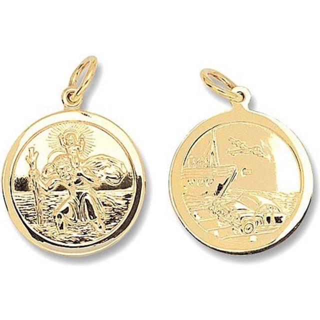 9ct Yellow Gold Round Dbl Sided St Christopher Pendant PN282