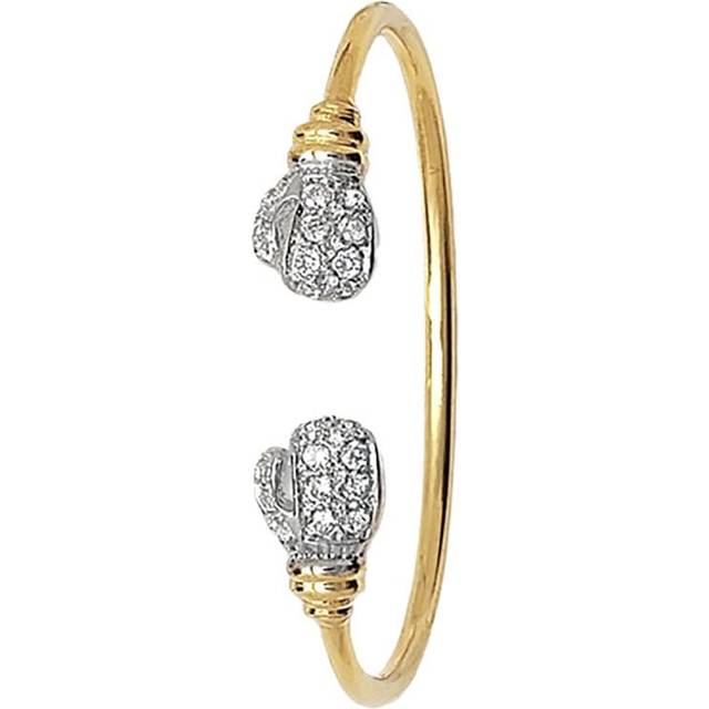 9ct Yellow Gold Boxing Glove Bangle with Zirconia for Babies