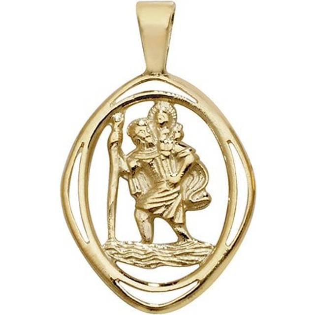 9ct Yellow Gold St Christopher Cut Out Pendant PN440