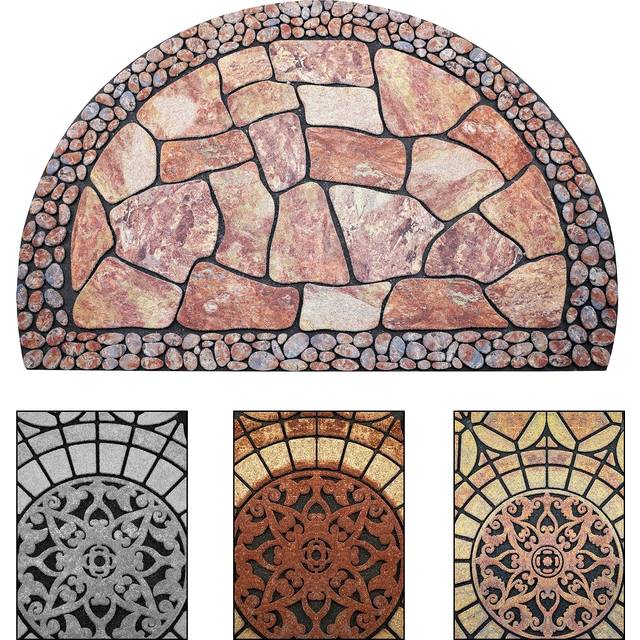 MANO Front Door Mat Outdoor Entrance  Heavy Duty Doormat Half Circle Rug for Outside Entry  Welcome Mat for Indoor Half Round Door Mats with Non Slip