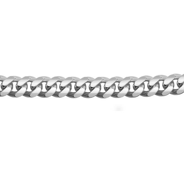 (22) Jewelco London Men&#39;s Rhodium Plated Sterling Silver Domed Curb Cuban 9mm Chain Necklace - ACN021E