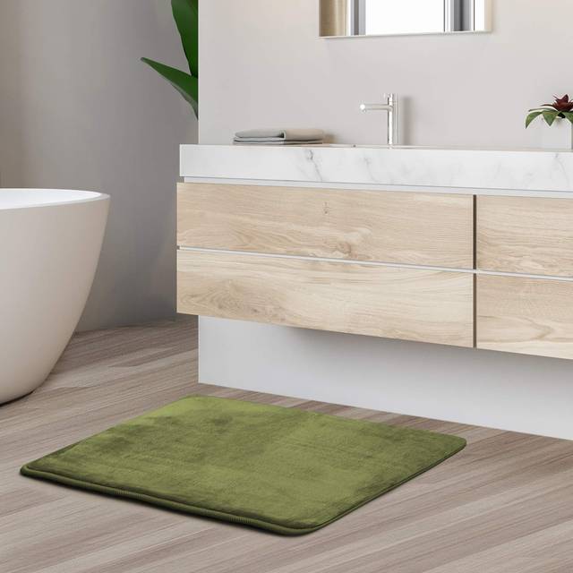 Clara Clark Bath Mat - Memory Foam Bath Mat - Soft Bathroom Rug - Non Slip and Super Absorbent - Fast Drying Machine Washable Bath Mat - Sage - Small