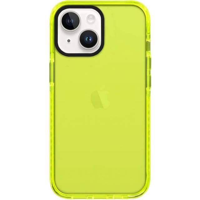 iPhone 14 Plus, Cute Retro Vibrant Design Phone Cases for Women,Camera Protector Cover Soft Silicone Shockproof Protective Case Neon Yellow