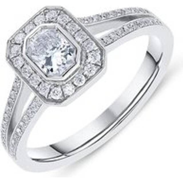 Phoenix Cut 18ct White Gold 0.60ct Diamond Halo Ring D