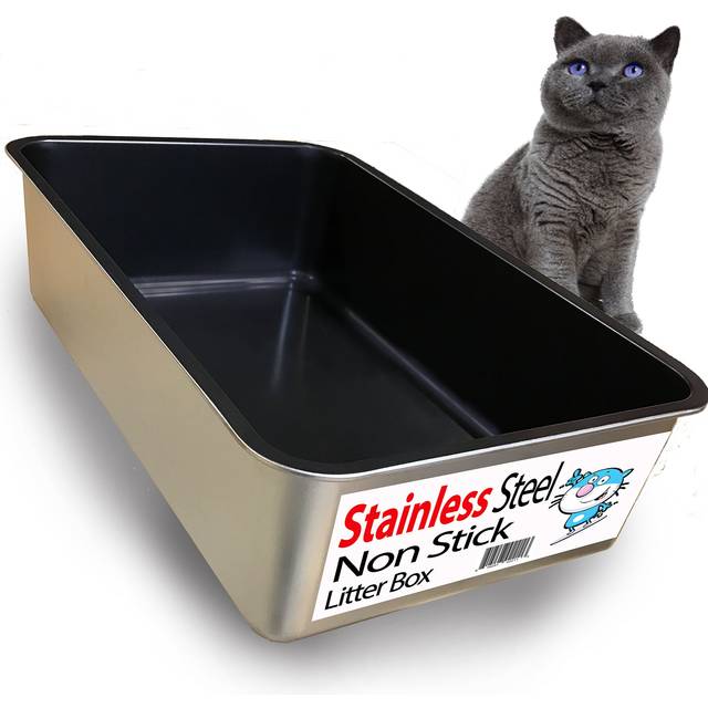 iPrimio Non-Stick Plated Stainless Steel XL Cat Litter Box - Extra Large High-Sided Litterbox for Big Cats - Never Absorbs Odor, Stains, or Rusts -