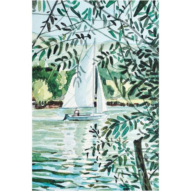 Sailboat Sunday - Malibou Lake by Luisa Millicent - Wrapped Canvas Painting (45.72cm H x 30.48cm W x 1.91cm D)